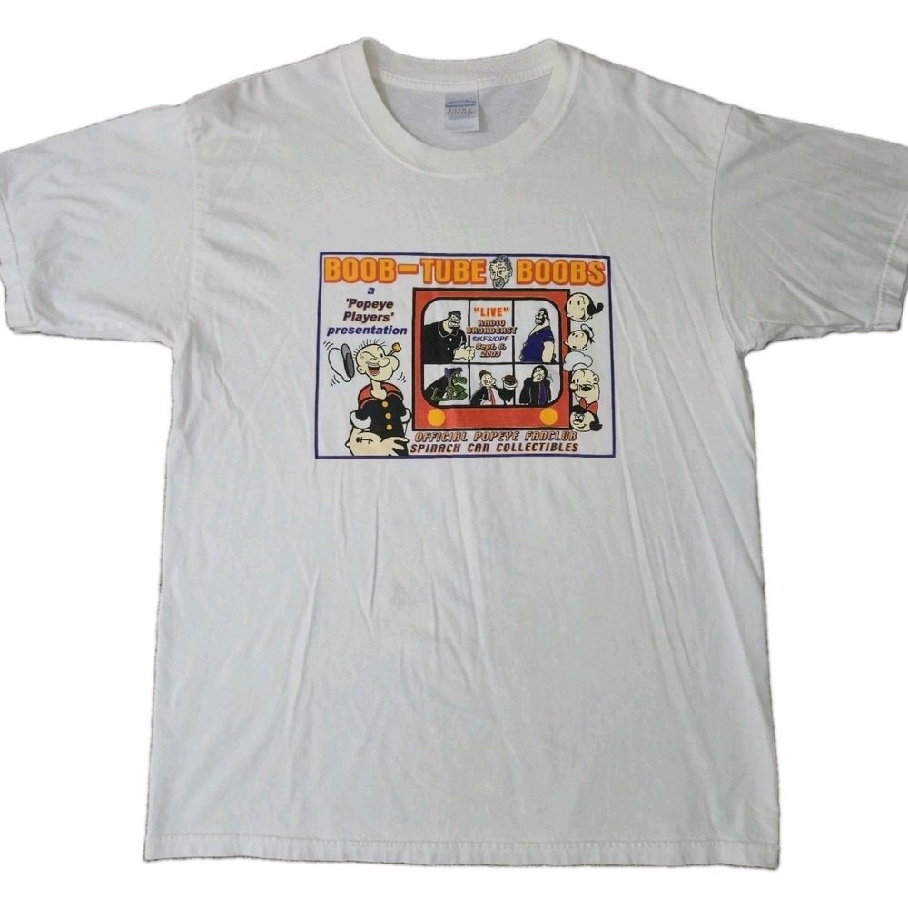 Vintage Popeye The Sailor Man T Shirt Boob-Tube Parody Mens Large TV Comic Style